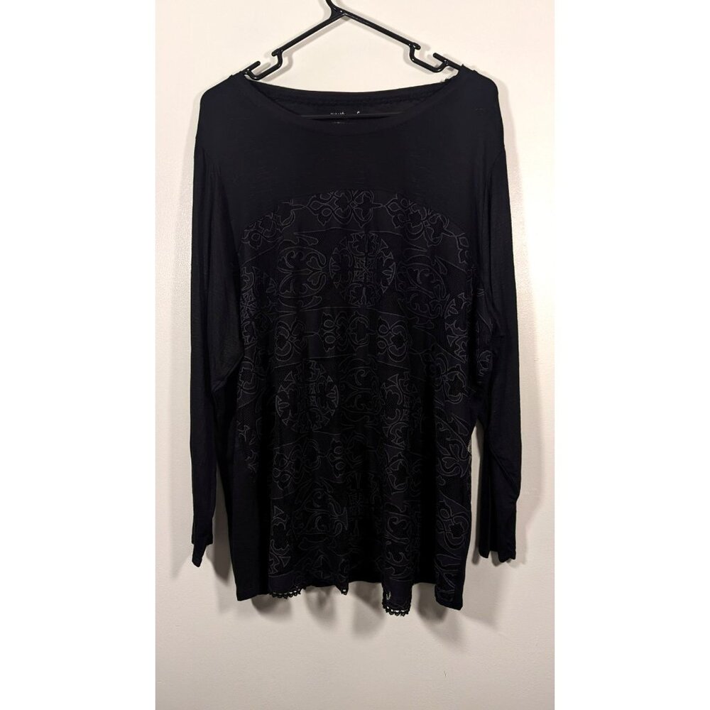 Westbound Womens 3X Pullover Black Lace Long Sleeve Top Layer Goth Grunge